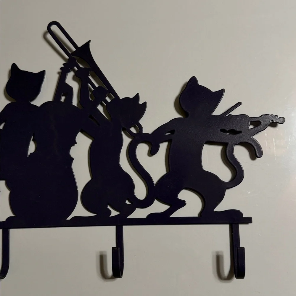 Vintage Black Cat Orchestra Wall Hook Rack - Decorative Home Wall Decor